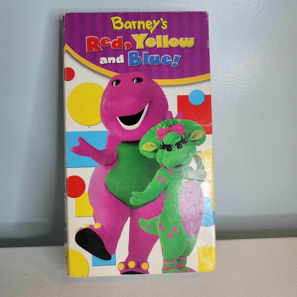 Barney - Barney's Red, Yellow, and Blue VHS Tape 2004 Purple Dinosaur Cartoon‎